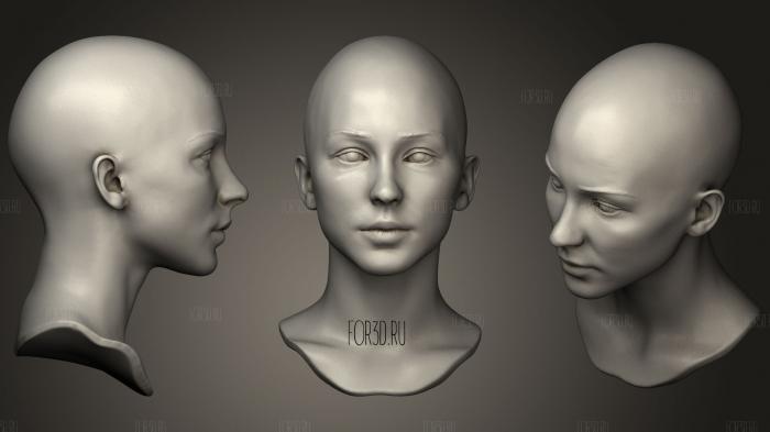 Женская голова 11 3d stl модель для ЧПУ